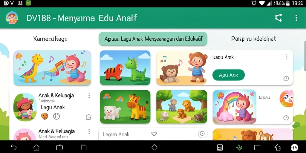 Antarmuka aplikasi DV188 yang ramah anak dengan berbagai lagu.